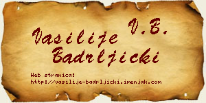 Vasilije Badrljički vizit kartica